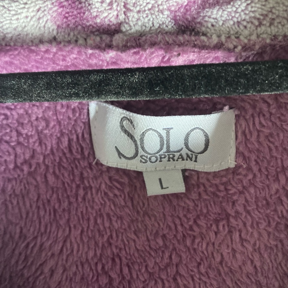 Solo Soprani Plush Pajamas L Purple Heart Ruffle Cozy Loungewear. - Picture 5 of 5